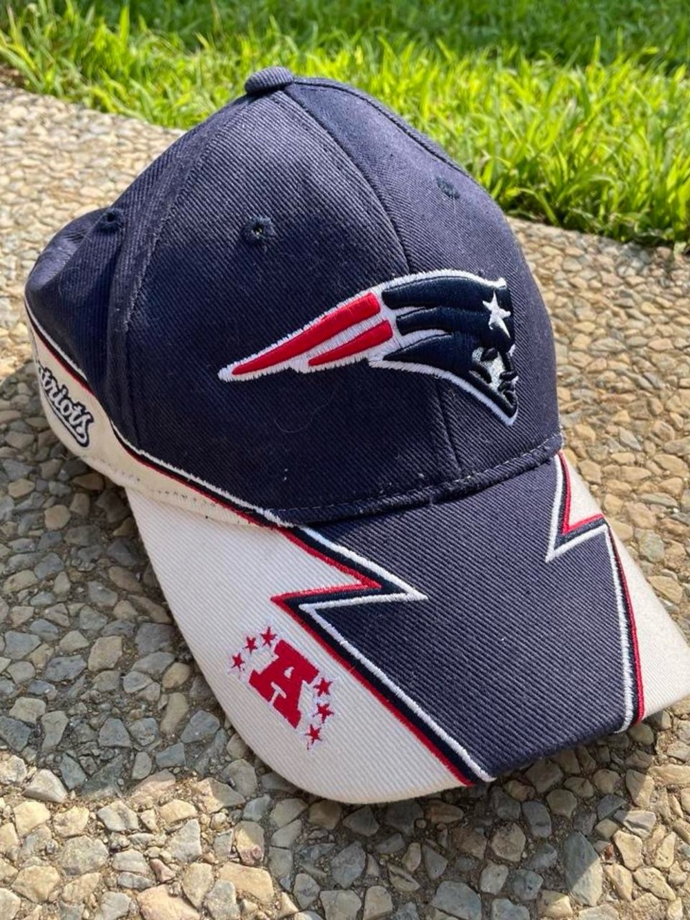 Y2K Reebok New England Patriots Navy Red & White Logo Cap